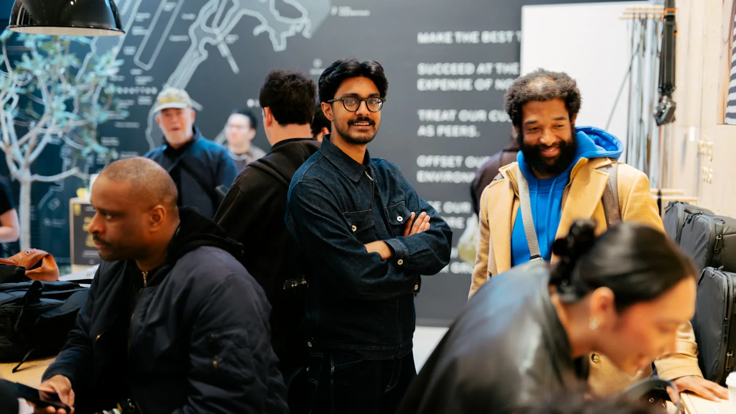 Guests gathered at a Peak Design and Fujifilm community event