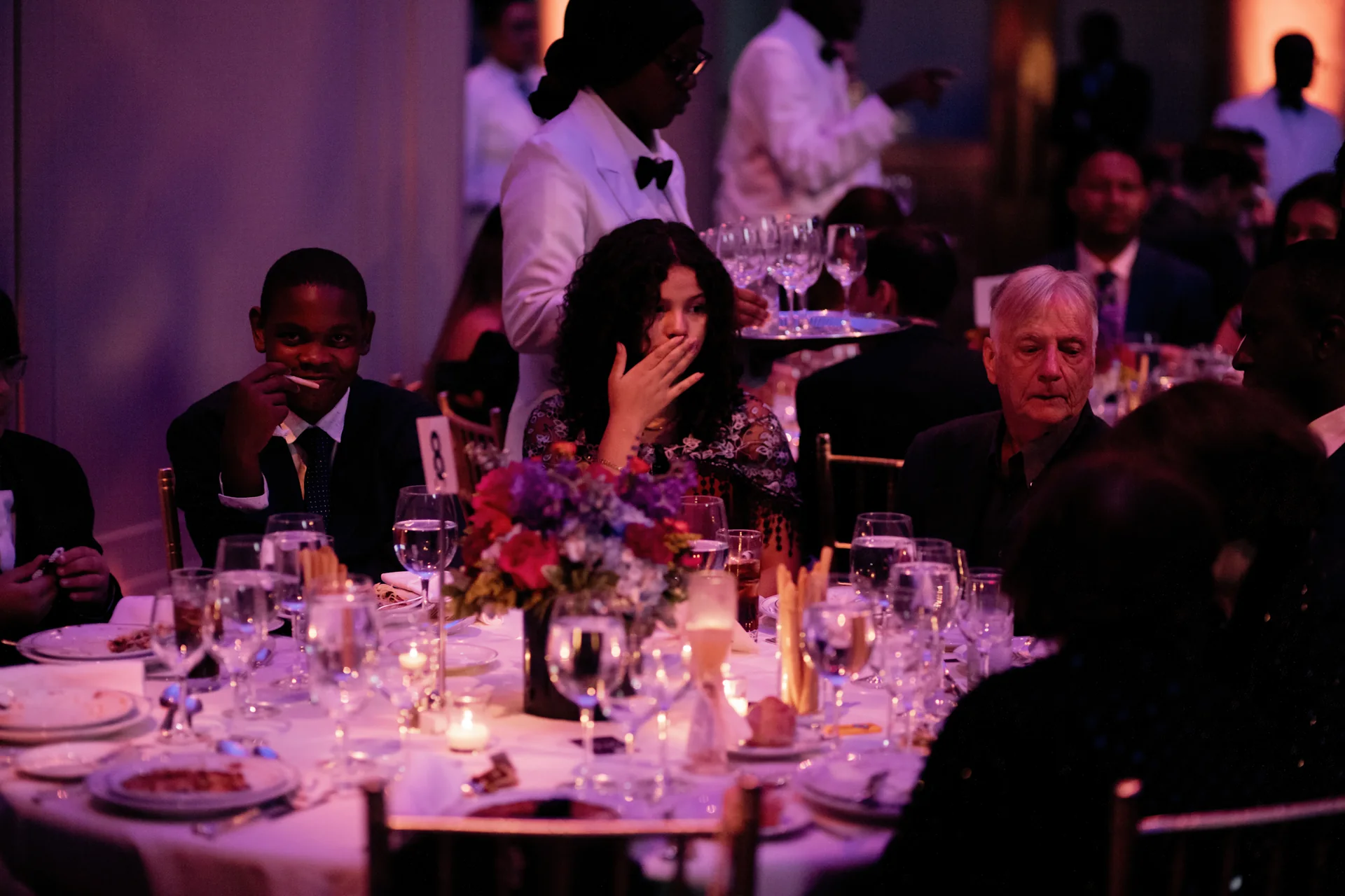 Dinner tables and the atmosphere of the gala room
